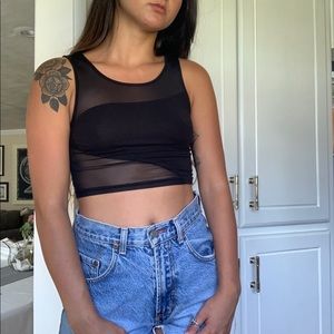 Silence + noise mesh crop tank